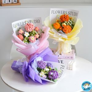 LOCAL SELLER 🇸🇬【Ready Stock】Knitted Crochet Bouquet Flower for Housewarming Graduation Valentines Birthday Gift 针织仿真花束