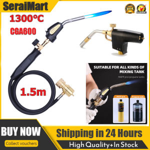 🚚 บริการจัดส่งในพื้นท้อง🚚หัวจุดแก๊ส MAPP Potuem เชิงเทียนโพรเพนไฟเชื่อมหัวจุดแก๊สแก๊สโพรเพนที่มีท่อ1.5เมตรทริกเกอร์จุดติดด้วยตัวเองเป่าท่อประปาพร้อมปุ่มควบคุมเปลวไฟที่สามารถปรับได้สำหรับการบัดกรีเชื่อมความร้อน