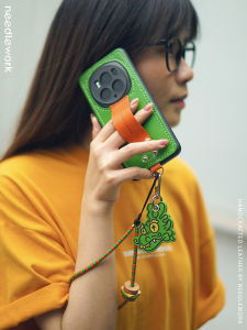 Leerong One-Row Needle Genuine Leather Phone Case for Honor Magic7 pro New Model Crossbody with Stand Hand Protection Drop 