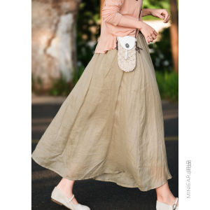 XIAOER | Premium 100 Count Ramie Matching Lining Adjustable Waist Half Skirt