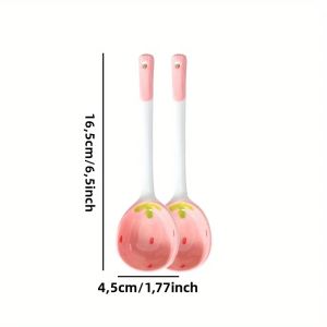 Bộ Thìa Gốm Sứ Hình Quả Dâu Tây Dễ Thương - 2/4/6 Chiếc Dùng Để Khuấy Mật Ong Cà Phê Cơm Bộ Đồ Ăn Lý Tưởng Cho Gia Đình Và Nhà Hàng