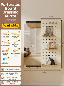 BEIQIVI | Perforated Board Wall Organizer With Full Length Mirror