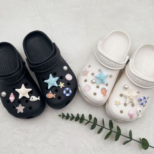 11Pcs Crocs Jibbitz Charms Beach Starfish Pearl Shell Drift Bottle Shoe Buckle Detachable Shoe Decoration for Crocs
