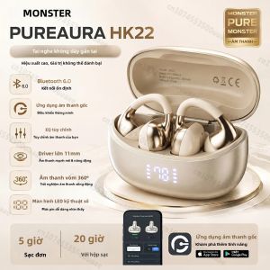 Monster | Tai Nghe Bluetooth 6.0 Monster Aura HK22 OWS Kiểu Kẹp Tai Âm Thanh HiFi Stereo Chỉnh EQ Tùy Chỉnh TWS Không Dây Thể Thao Điều Khiển Bằng Ứng Dụng Cảm Ứng.