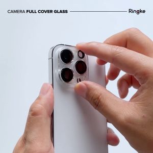 Ringke Camera Protector Glass [2 Pack] Compatible with iPhone 15 Pro Max Transparent HD Clear Full Adhesive Hard Tempered Glass Camera Lens Protector
