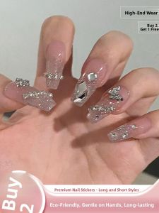 MONLEYTA | Wearable Manicure Nail Patches Finished Product Summer New Style Short Medium Long Ice Transparent Color French Style