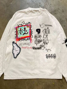 Long Sleeve 310 Pure Cotton Mens T-shirt Upward Hero Non-Light American Style Couples Casual Wear round Neck Print Tee