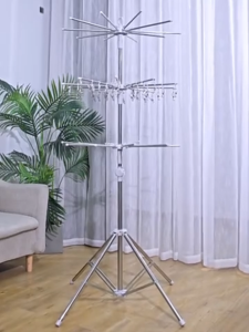 3 Tier Stainless Drying Rack Floor Hanger Foldable Lightweight Standing Laundry Balcony Window Clothes Drying Rack