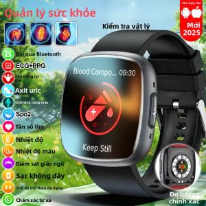 Đồng Hồ Thông Minh NFC Mới 2025 Dành Cho Nam Và Nữ Với Chức Năng Theo Dõi Sức Khỏe ECG PPG Đo Axit Uric Huyết Áp Oxy Máu Phân Tích Cơ Thể Và Theo Dõi Thể Dục