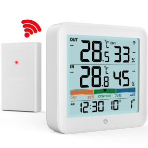 Wireless Indoor Outdoor Thermometer Hygrometer with Remote Sensor LCD Display Temperature Humidity Monitor MAX MIN Record