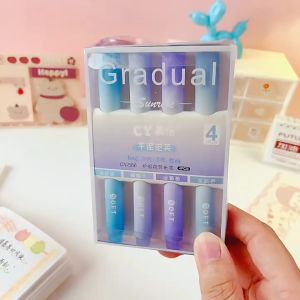 Set Bút Highlight Dạ Quang Set Bút 4 bút màu sắc sáng kích thước lớn Gradual đánh dấu nhớ dòng nhiều màu vẽ - MIYABI
