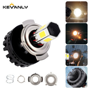 KEVANLY | 1x Motorcycle COB 6SMD Headlight 6000K white Hi/Low Beam with 3 types of interfaces Driving Light For RV ATV Scooter Fog Light