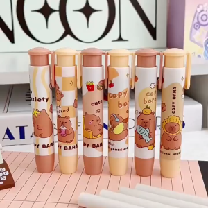 现货✨ 卡皮巴拉按动橡皮擦 Capybara Pen Eraser Mechanical 丝滑擦字中小学生 Long Shape Cute Unique Cute Capybara 可爱橡皮