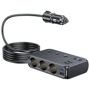 Super 7-in-1 128W High-Power Fast Charger USB PD Car Charger Portable 3 Socket Replacement Splitter Car Cigarette Lighter Splitt