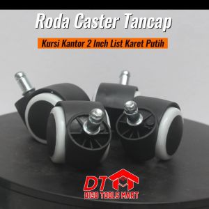 Roda Caster Tancap Kursi Kantor 2 Inch List Karet Putih