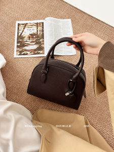 Double R Elegant Black Bowling Bag Shoulder Crossbody Handbag Womens Fashion Soft PU Leather Leisure Tote Bag 2025 New Model