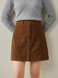INMAN | Vintage Corduroy A-Line Skirt High Waist Versatile Slimming