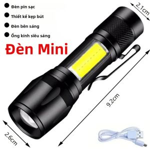 Đèn Pin LED Sạc USB 1000LM Lumens Cao Có Thể Phóng To Đèn Pin Chống Nước Cầm Tay Di Động Cho Cắm Trại Ngoài Trời Đi Bộ Đường Dài
