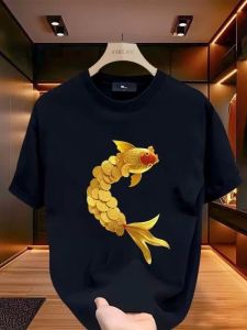 PAZHAOLANG | Plus Size Cotton Versatile New Chinese Style Goldfish Print T-Shirt