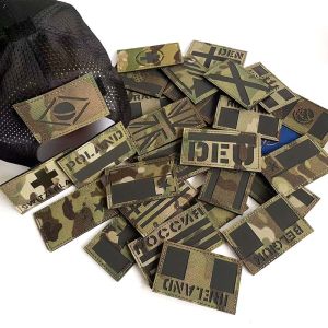 IR Reflective Patches Camouflage Flag of The UKSpainFranceGermanyand Other CountriesMilitary Tactical Badge Fabric Applique