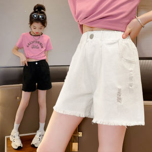 Girls shorts summer thin foreign style fashion childrens three-point pants straight shorts denim jeans
