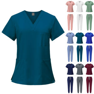 Women Men Quick-Drying Scrub Uniform Doctor Nurse Scrub Suit High Quality Hospital Workwear Pet Clinic Medical Split SetS