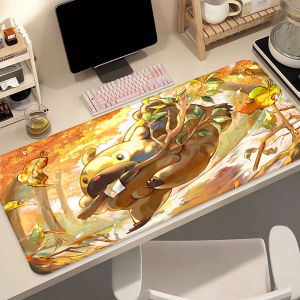 Bandai | Kawaii Anime Large Gaming Mouse Pad P-Pokemon Bidoof Speed Desk Mat Gamer Keyboard Mousepad HD Home Office Desk Accessories