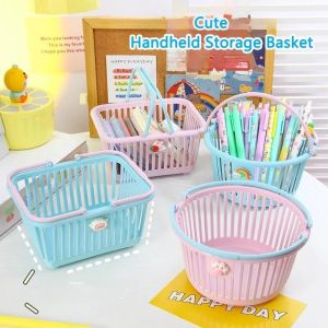 Macaron Handheld Storage Basket Box Desk Cosmetic Kitchen Desktop Stationery Organizer Multi-Purpose