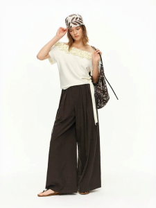 DUSHU | Lace Off-Shoulder Two-way Slimming T-Shirt