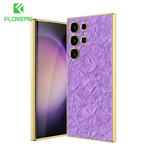 FLOVEME Plating Fabric Texture Phone Case For Samsung Galaxy S23 Ultra S23+ Plus S23 5G Elegant All-inclusive TPU Soft Shockproof Back Cover For Samsung S23
