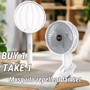 Portable Mosquito Repellent Fan Set Clipable Hangable B1T1 Electricity Saving Mosquito Swat Fan Combo