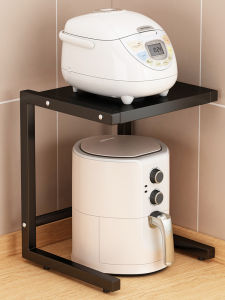 Kitchen Dual Layer Electric Rice Cooker Water Kettle Storage Rack Stove Top Pot Holder Metal No Drilling Required Installation