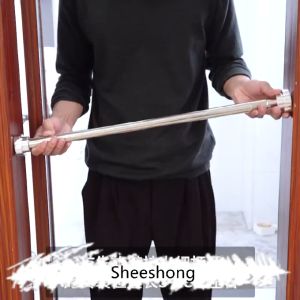 สแตนเลส ราวยืดหดได้ ราวตากผ้า ราวผ้าม่านไม่ต้องเจาะ ราวม่านห้องน้ํา ปรับยืดความยาวได้ ไม่ต้องเจาะผนัง