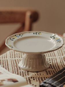 Zeteng Home Japanese Style Ceramic High Footed Plate Fruit Tray Snacks Desserts Living Room Entrance Decoration Ornaments Retro