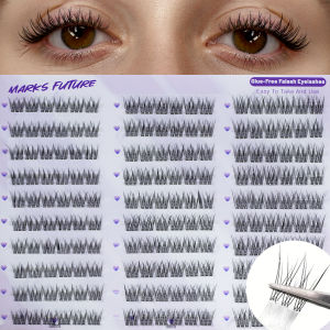Self-Adhesive Eyelashes 180 Pieces of Self-Adhesive Lash Clusters Natural Look 10-12 mm Mixed Individual Eyelash Extensions Super Sticky with Tweezers Suitable for Beginners