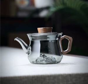 Borosilicate Glass Tea Pot Small Capacity for Home Office Single Cup Tea Brewing Heat Resistant Tea Set Chinese Style Pure Color