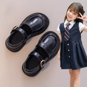 Genuine Leather British Style Little Girls Black Performance Shoes Spring Autumn New Model Princess JK Childrens Show Footwear