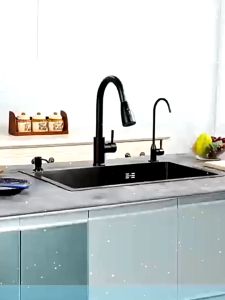 JF Kitchen sink Modern Kitchen Sink Luxury Black 1 Bowl Stainless Steel 304/Bak cuci piring