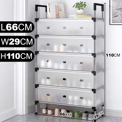3-7Layers Shoe Rack with cover Cabinets Dustproof Waterproof Shoe rack organize Household Plastic + steel