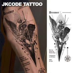 Herbal Tattoo "Arch Angel" - Roman Mythology Bible Story of Heroic Battle Totem - English Dreamer - Flying Pattern Temporary Tattoo for Cool Men and Women Suitable for Hands Back and Legs Multi-Purpose Long-Lasting Waterproof Tattoo for 15 Days