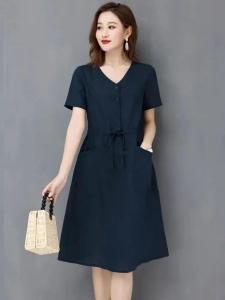 NUANKONG | Slimming and Youthful Linen Cotton Dress for Middle-aged Women