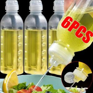 【Local Stock】6Pcs 300/500ml Transparent Squeeze Oil Bottle with Cap Plastic Seasoning Squeeze Bottle for Salad BBQ Sauce Cooking Tool