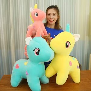 Gấu bông ngựa pony mập thêu trái tim dễ thương đáng yêu (25cm----60cm) vải miniso mềm mịn hàng loại 1 cao cấp