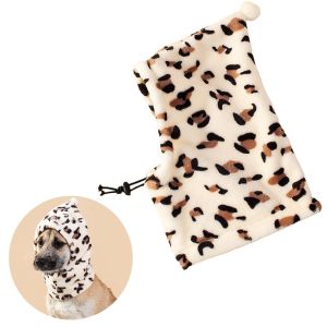 BENNETTGC Warm Dog Calming Earmuffs Breathable Noise-proof Collar Neckerchief Small Medium Large Dogs Leopard Print Puppy Scarf
