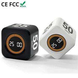 นาฬิกาจับเวลาแบบลูกบาศก์พร้อมเซ็นเซอร์แรงโน้มถ่วง นาฬิกานับถอยหลังแบบดิจิตอลพลิกภาพได้ สำหรับการเรียน การออกกำลังกาย และในครัว เครื่องมือจัดการเวลาขนาดเล็กสำหรับเด็ก