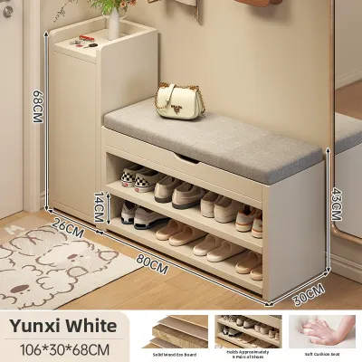 Real Wood Core Entryway Shoe Storage Bench