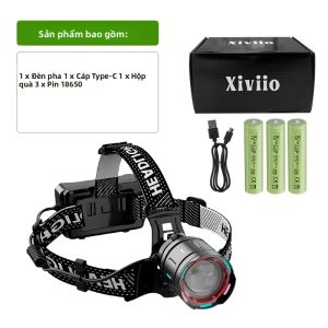 Đèn Pha LED Sạc Lại Mạnh Mẽ 300000000LM Với Đèn Cảnh Báo Dành Cho Câu Cá Săn Bắn Ngoài Trời - Đèn Pin Trước Chống Nước