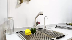 Roll Up Kitchen Dish Drying Rack Foldable Heat Resistant Stainless Steel Drying Rack Kitchen Organizer