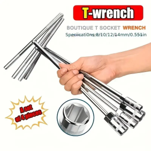 4pcs Hexagon Socket T Shaped Handle chromium vanadium steel Wrench Spanner Remover Tool for Car Vehicle set (8 10 12 14)