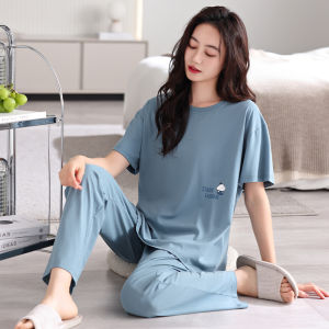 Cat Person Modal Cotton Sleepwear Ladies Spring Summer Thin Short Sleeve Loose Large Size Casual Home Clothes Set